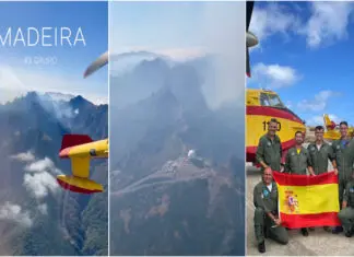 Força aérea espanhola mostra operação de combate ao incêndio na Madeira