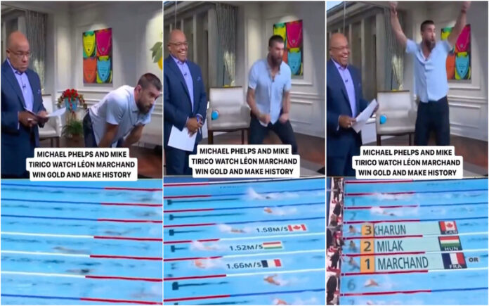 Michael Phelps reage ao ver Léon Marchand conquistar os seus recordes