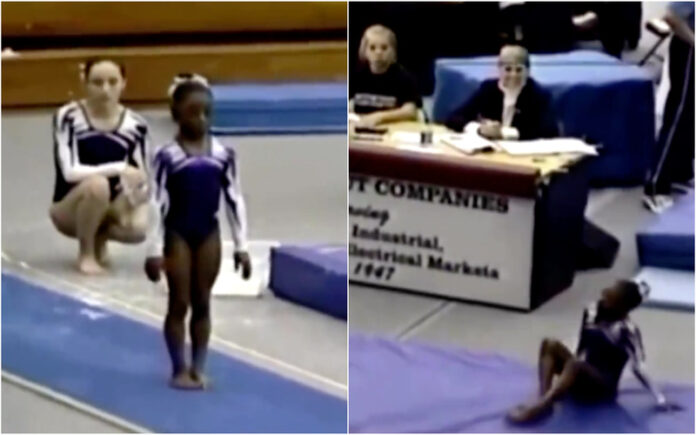 Vídeo mostra reação de Simone Biles após falhar salto na infância