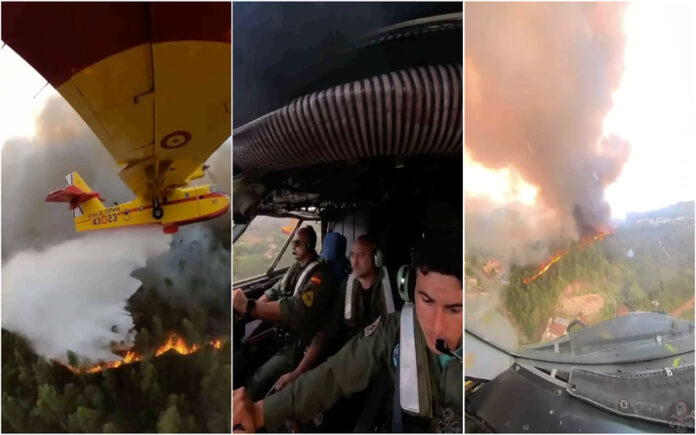 Canadair espanhol partilha imagens aéreas do incêndio em Sever do Vouga