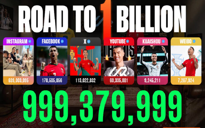 Cristiano Ronaldo em direto no YouTube para alcançar mil milhões de seguidores