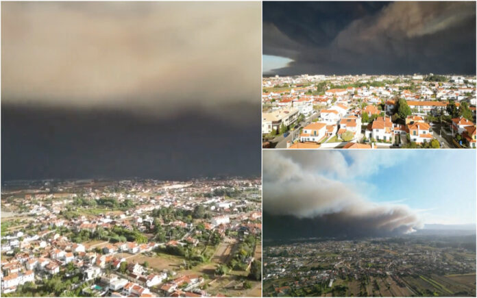 Drone capta imagens impressionantes de devastador incêndio em Albergaria