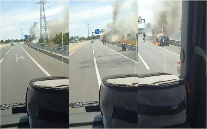 Vídeo revela como incêndio em carro originou grande fogo no Seixal