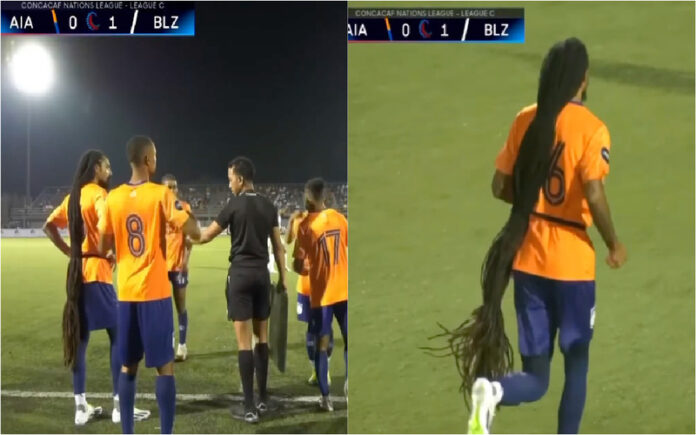 Jogador de Anguila impressiona com o “maior cabelo da história do futebol”