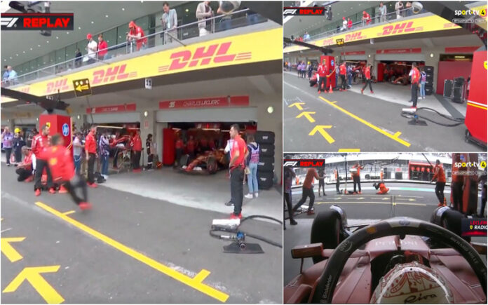 Mecânico da Ferrari faz acrobacia inesperada ao sair das boxes