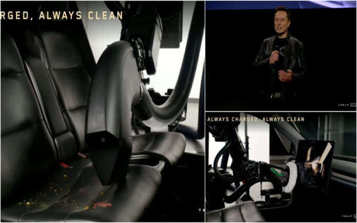 Táxi autónomo da Tesla limpeza automática e conforto garantido