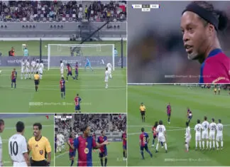 Ronaldinho encanta em jogo de lendas entre Barcelona e Real Madrid