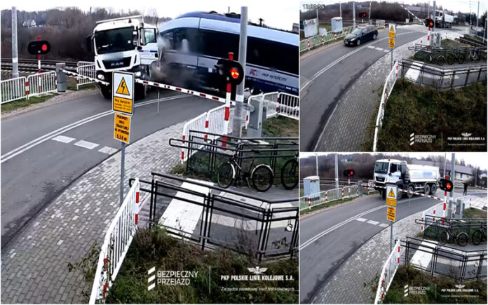 Comboio destrói camião em acidente em passagem de nível na Polónia
