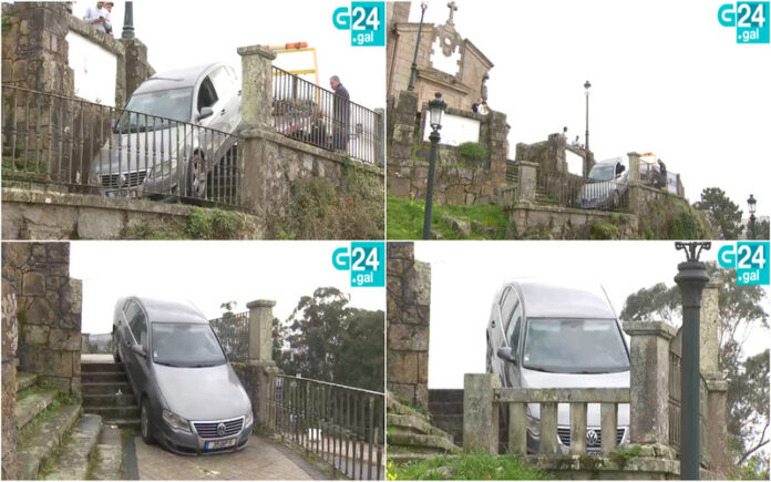 Condutor português alcoolizado deixa carro preso em escadas de Vigo