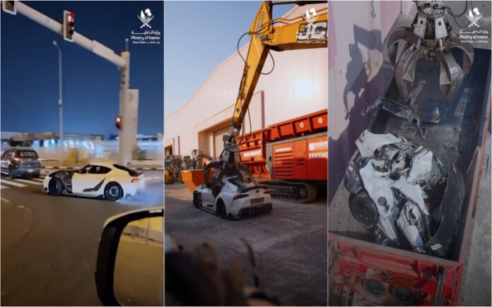 Qatar destrói Toyota Supra usado em corridas ilegais numa mensagem de tolerância zero