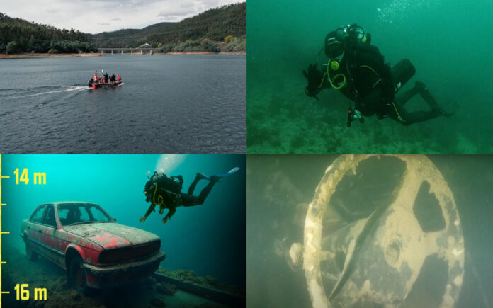 BMW Submerso A razão automóvel explora as profundezas do Rio Zêzere