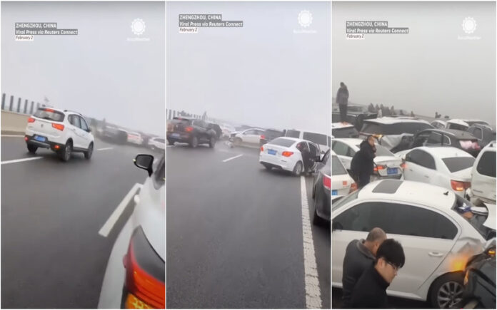 Acidente em cadeia envolvendo 100 veículos causa caos na China