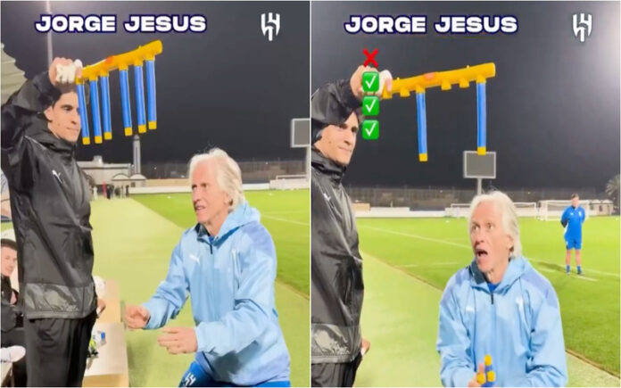 Jorge Jesus aceita desafio de agilidade e surpreende jogadores