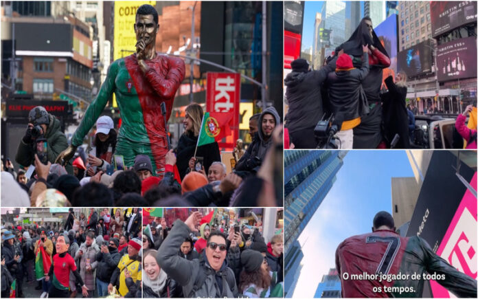 Times Square homenageia Cristiano Ronaldo com estátua no seu 40.º aniversário