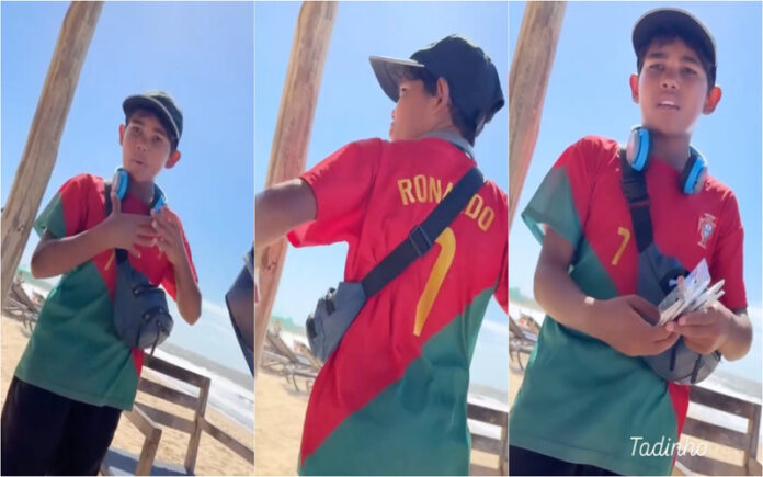 Menino elogia Ronaldo na praia e nem sabia que falava com a irmã