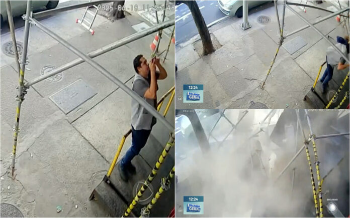 Homem escapa por segundos de colapso em obra no Rio de Janeiro