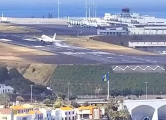 Aterragem dramática na Madeira devido a ventos fortes