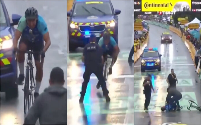 Invasor derrubado após tentar cruzar meta na 17ª etapa do Tour