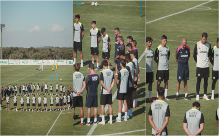 Sporting presta homenagem a Diogo Jota e André Silva no treino