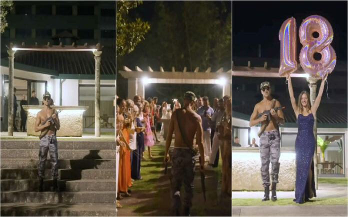 Ukra celebra os 18 anos da filha com traje militar e aviso aos pretendentes