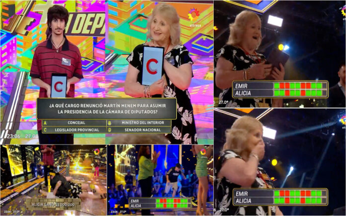 Vencedora sénior derrubada pelo neto em direto emociona telespectadores