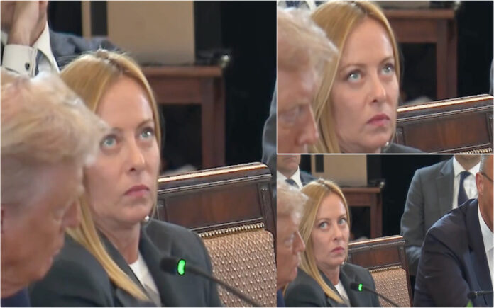 Expressões de Giorgia Meloni na Casa Branca tornam-se virais nas redes sociais