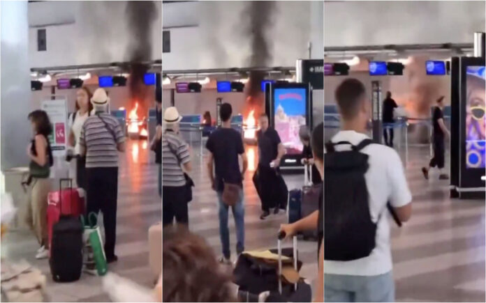 Homem ateia fogo a balcão de check-in em aeroporto de Milão