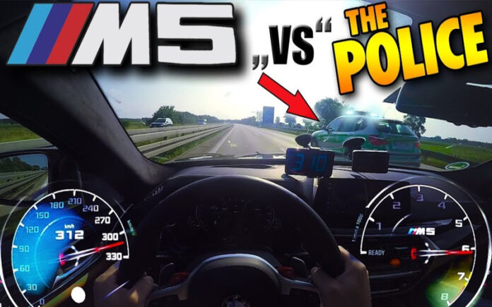 BMW M5 acelera e ultrapassa polícia na Autobahn