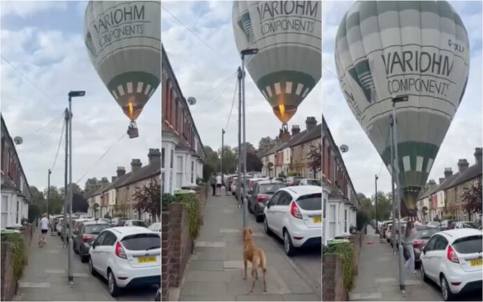 Balão de ar quente pouso de emergência em Bedford