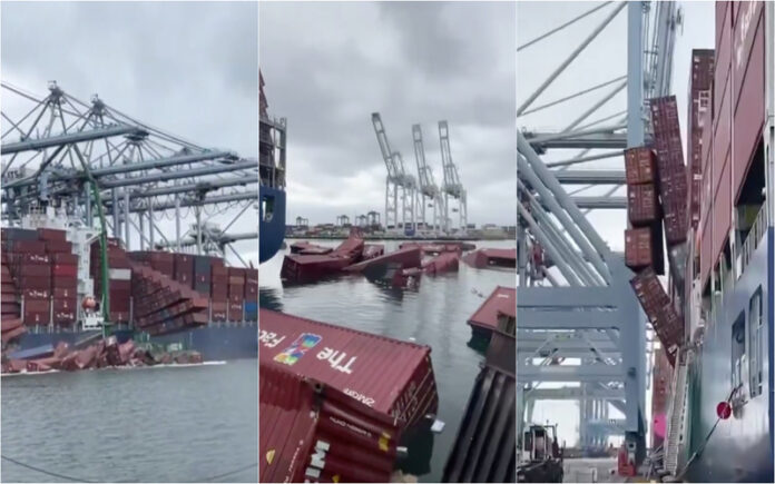 Contentores caem de navio português e espalham mercadoria em Los Angeles