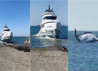 Iate de luxo naufraga minutos após a sua estreia no mar