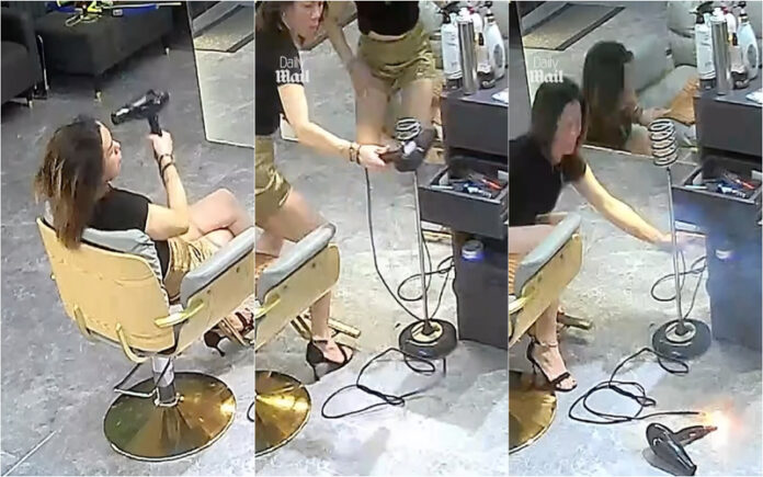 Secador explode em salão de beleza
