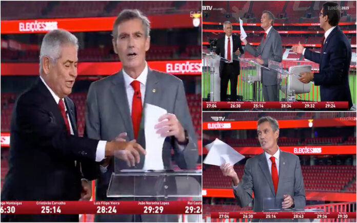 Ata rasurada causa confronto entre Vieira, Rui Costa e Noronha durante debate do Benfica