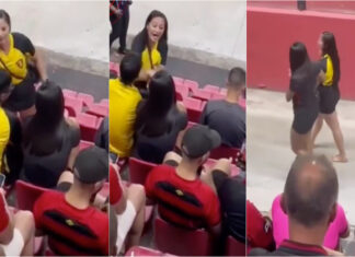 Mulher apanha marido a traí-la e abandona estádio com a amante