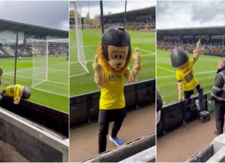 Mascote alcoolizada é retirada de estádio durante jogo da Taça de Inglaterra
