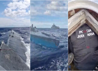 PJ mostra interior de narcossubmarino apreendido com 1700 quilos de cocaína