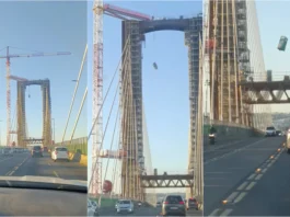 Queda de WC portátil em ponte de Sevilha assusta condutores