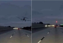 Aterragem de emergência na autoestrada provoca colisão com carro na Florida