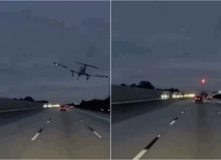 Aterragem de emergência na autoestrada provoca colisão com carro na Florida