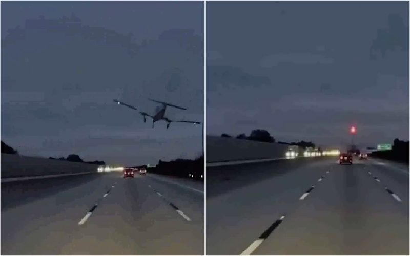 Aterragem de emergência na autoestrada provoca colisão com carro na Florida