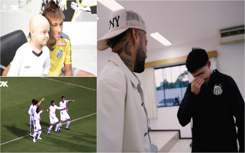 Neymar emociona-se ao rever “menino da dancinha” recuperado da leucemia