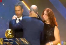 Pais de Diogo Jota emocionam nos Globe Soccer Awards