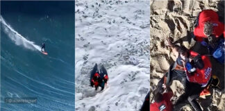 Surfista brasileiro vive momento crítico na Nazaré ao tentar filmar onda gigante