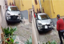 Turista fica entalado em rua estreita na Sardenha após confiar no GPS