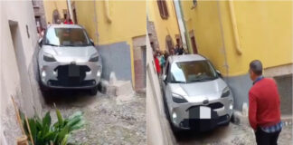 Turista fica entalado em rua estreita na Sardenha após confiar no GPS