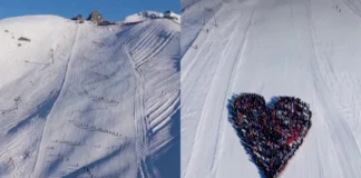 Crans Montana presta tributo às vítimas com homenagem simbólica na neve