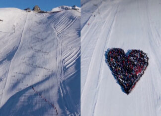 Crans Montana presta tributo às vítimas com homenagem simbólica na neve