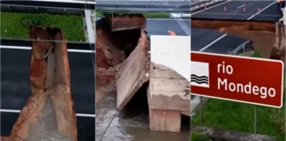 Drone mostra dimensão dos estragos na A1 em Coimbra