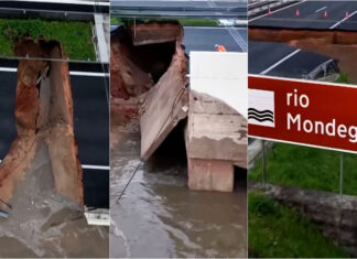 Drone mostra dimensão dos estragos na A1 em Coimbra