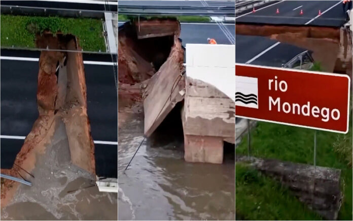 Drone mostra dimensão dos estragos na A1 em Coimbra